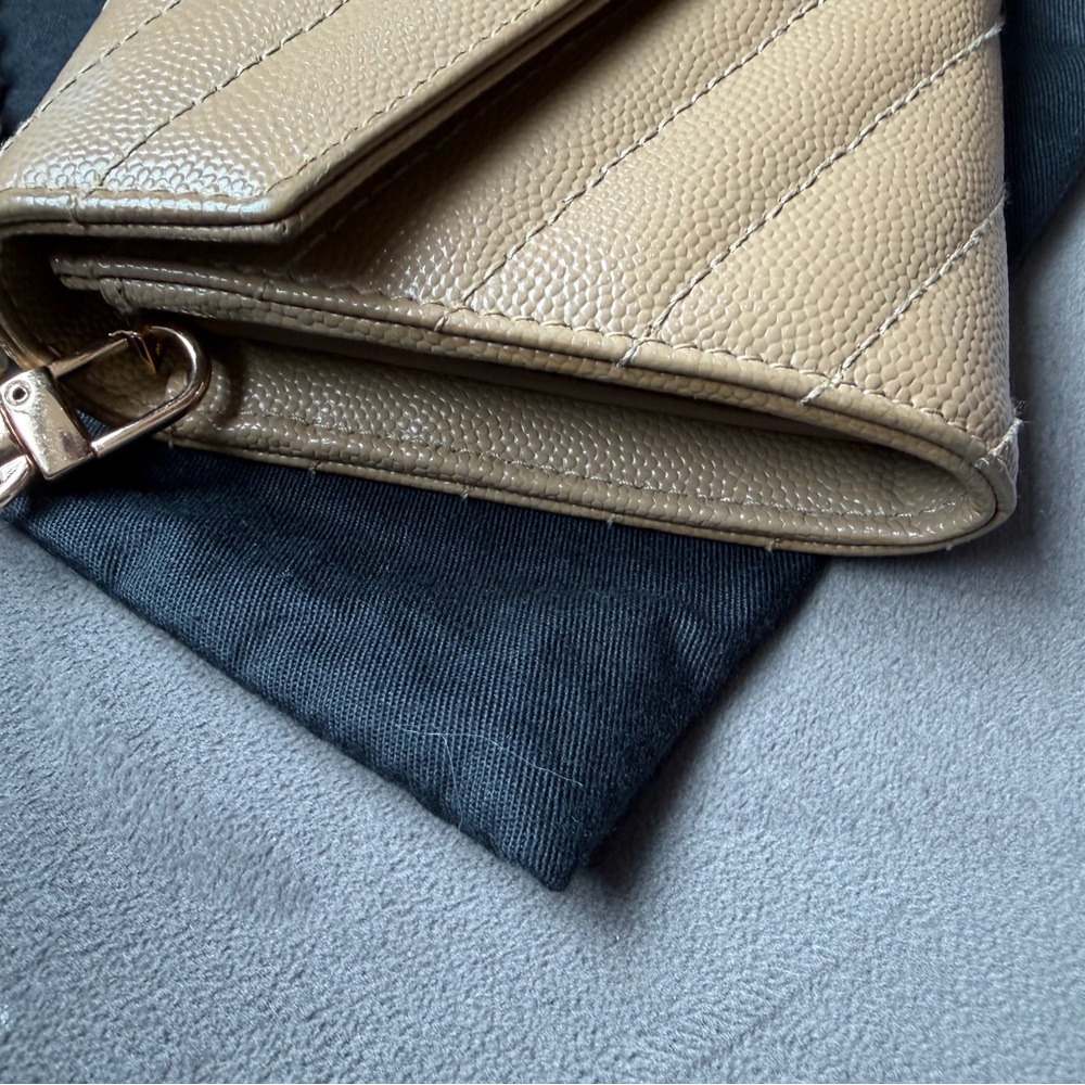 Beige YSL monogram with gold wallet on chain bag clutch - Picture 5 of 11